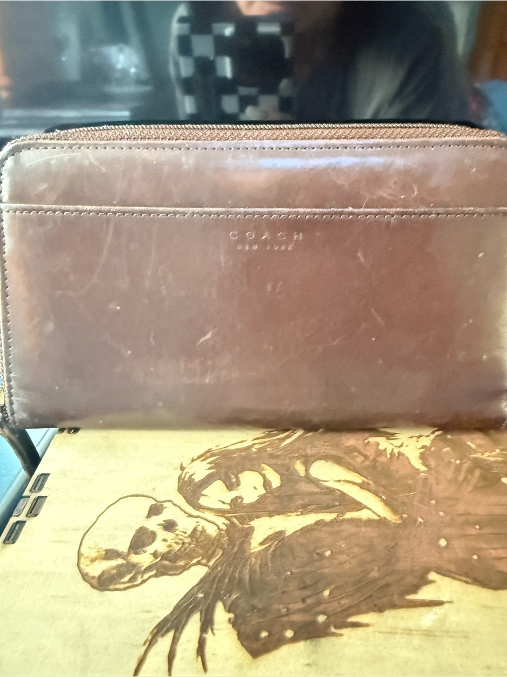 Coach Brown Leather Zip-Around Wallet